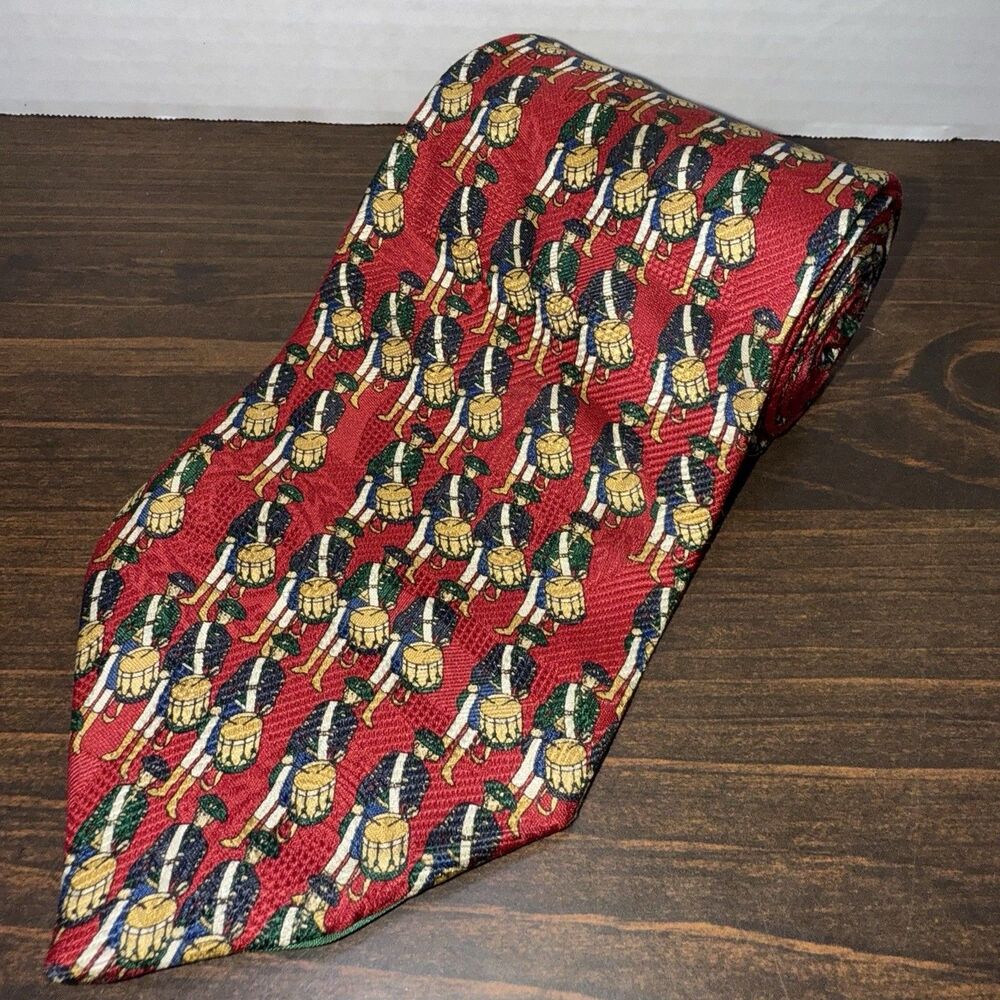 Tommy Hilfiger Silk Tie Colonial Drummer Novelty 90s USA Preppy Americana HTF